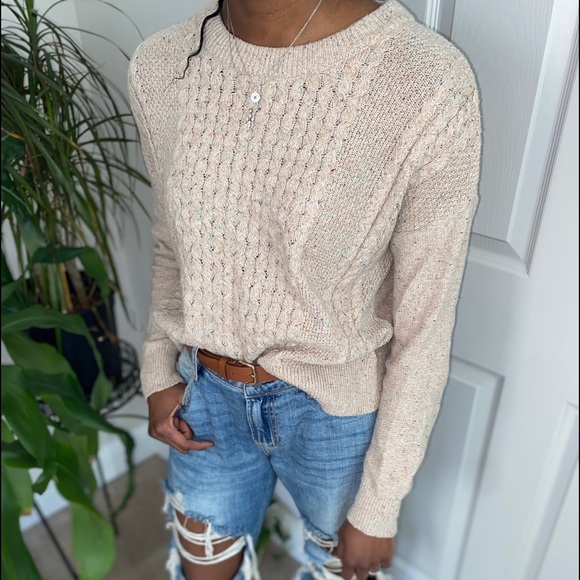 Sweaters - Beige Scoop Neck Sweater